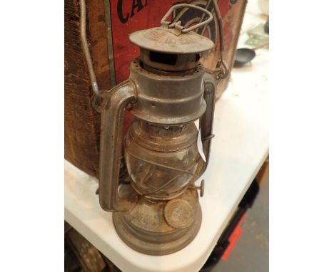 Vintage metal and glass hurricane lamp