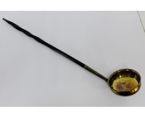 Early 19th century Edinburgh punch ladle with twisted whale bone handle and makers mark for George McHattie to the bowl, 37cm