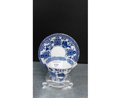 A set of six Japanese porcelain blue and white cups and saucers, (6) 