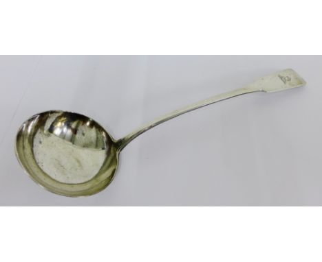 Scottish provincial silver soup ladle, makers mark for David Gray, likely Dumfries 25cm long 