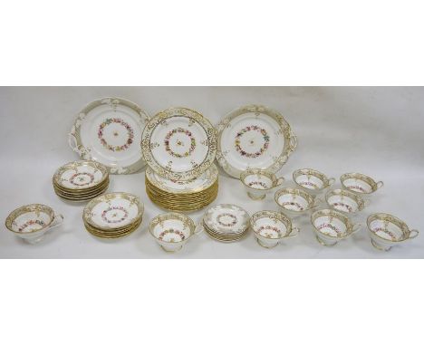 Late nineteenth century porcelain teawares&nbsp;by Cauldon, floral decorated with gilt highlights to include teacups, saucers