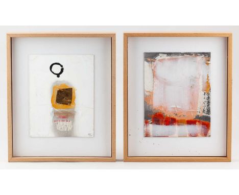 † ROBIN WELCH (1936-2019); 'Abstract I' and 'Abstract II', a pair of mixed media on card studies, initialled and dated 2011 l