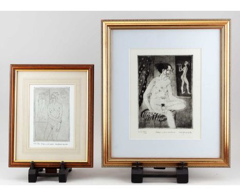 † ERIC JAMES MELLON (1925-2014); 'Sarah with a Musician', a limited edition etching, edition no. 20/50, signed lower right, 1