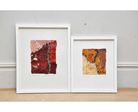 † KEN BARKER; 'Desert Edge', mixed media on paper, 20 x 17cm, and 'Last Light', 26 x 19cm, framed and glazed (2).Provenance: 