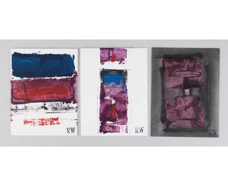 † ROBIN WELCH (1936-2019); a trio of acrylic on card studies, stamped RW lower right, 17 x 13cm (3).Condition Report: Appears