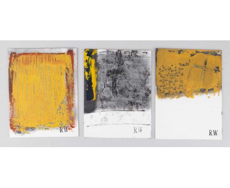 † ROBIN WELCH (1936-2019); a trio of acrylic on card studies, stamped RW lower right, largest 17.5 x 13cm (3).Condition Repor