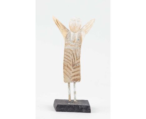 † JOHN MALTBY (1936-2020); a stoneware sculpture of an angel, impressed M mark and inscribed signature, height 16cm.   Condit