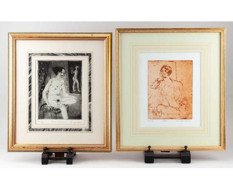 † ERIC JAMES MELLON (1925-2014); 'Sarah with a Musician', a limited edition etching, edition no. 17/50, signed lower right, 1