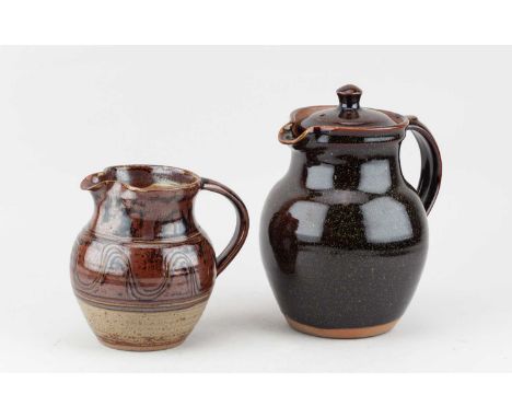 † RAY FINCH (1914-2012) for Winchcombe Pottery; a stoneware coffee pot covered in tenmoku breaking to kaki and tea dust glaze