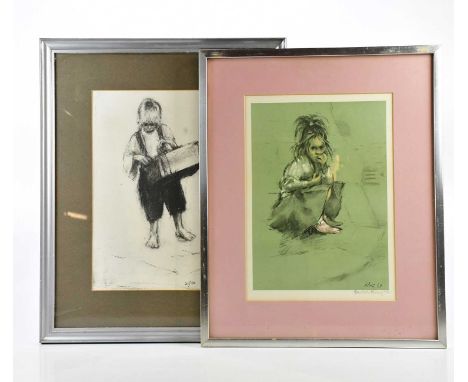 † HAROLD FRANCIS RILEY DL DLITT FRCS DFA ATC (1934-2023); pencil signed limited edition print, girl in pink shoes, numbered 1