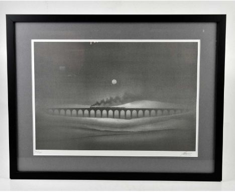 † TREVOR GRIMSHAW (1947-2001); a signed limited edition print, 'Ribble Head Viaduct', 65/500, signed lower right, 35 x 50cm, 