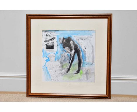 † HAROLD FRANCIS RILEY DL DLITT FRCS DFA ATC (1934-2023); watercolour (heightened) pencil signed print, 'Gary Player', 54 x 5