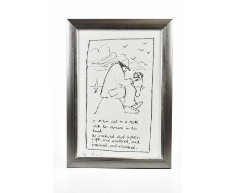 † HAROLD FRANCIS RILEY DL DLITT FRCS DFA ATC (1934-2023); pencil signed limited edition print, 'A man sat on a rock with his 