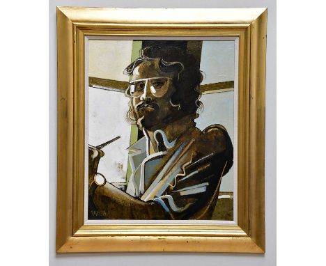 † GEOFFREY KEY (born 1941); oil on board, 'Self Portrait', signed and dated 94, bears GK no. 284.94, 69 x 56cm, framed.Condit