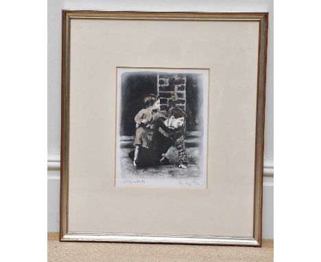 HAROLD FRANCIS RILEY DL DLITT FRCS DFA ATC (1934-2023); pencil signed print, 'Seated Children', 30 x 24cm, framed and glazed.