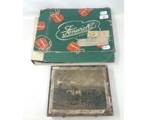 A set of vintage jigsaws, and a set of child's blocks, decorated hunting scenes 