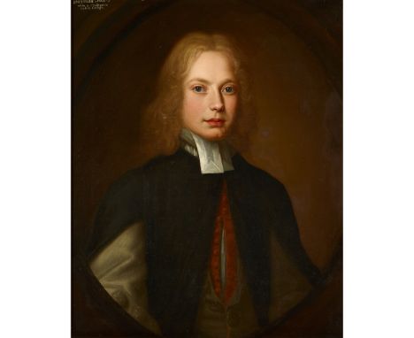 ◆ ATTRIBUTED TO THOMAS POOLEY (IRISH 1646-1723) HALF LENGTH PORTRAIT OF JONATHAN SWIFT AS A STUDENT With later inscription, f