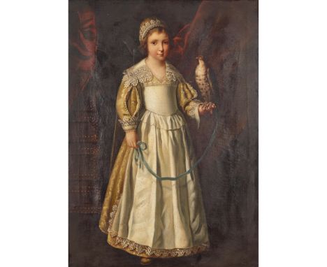DUTCH SCHOOL PORTRAIT OF A BOY WITH HAWK Oil on canvas(81cm x 65cm (31.75in x 25.5in))