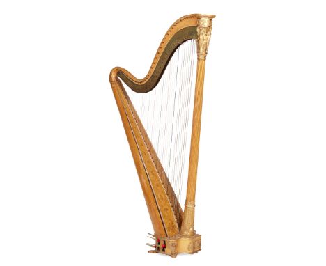 'GOTHIC' PAINTED, GILTWOOD, AND BRASS MOUNTED CONCERT HARP, JACOB AND JAMES ERAT, LONDON EARLY 19TH double action with 43 str