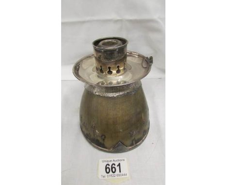 A Rowland Ward, Picadilly taxidermy horse hoof surmounted silver plated chamber candlestick engraved Shamrock, April 2nd 1907