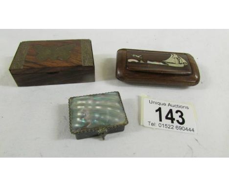 A silver (925) snuff box and 2 others.