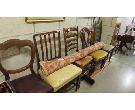 5 assorted chairs including 2 ladder backs.