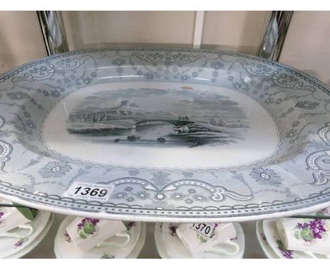 A large 19th century Spode meat platter 'De-Land Italion' pattern, date stamped verso.  21" x 17".