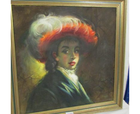 A good framed oil on canvas portrait of a young lady, initialled N A D.