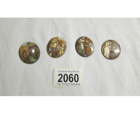 4 enamel on copper oval miniatures.