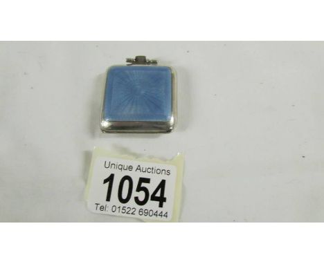 An art deco blue enamel and silver ladies purse watch/clock, a/f. ****Condition report**** Damage to enamel in 2 places on 1 