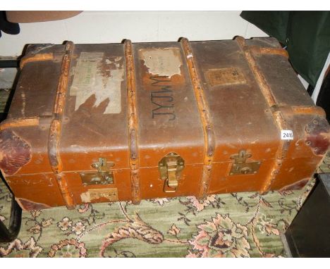 An old wood bound trunk.