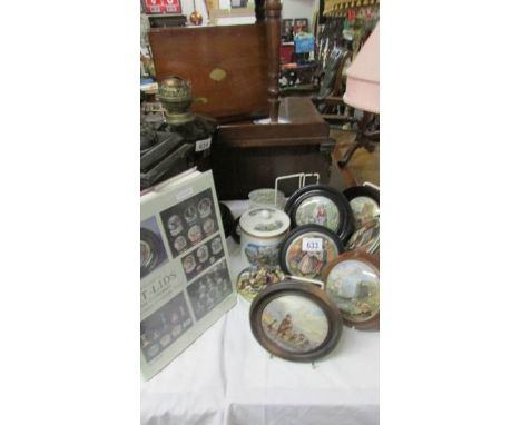 A good lot of pot lids, pot lid frames and a signed Price Guide to Pot lids book.