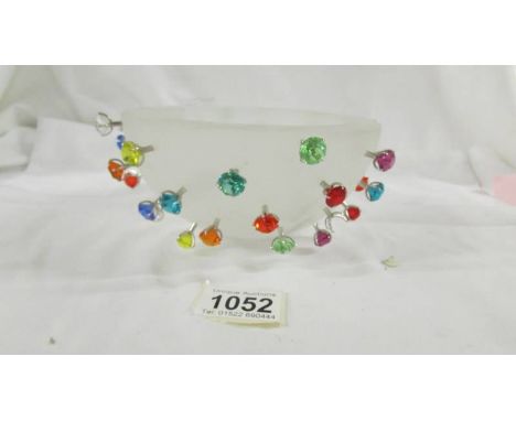 A Swarovski 'Apollo' bowl, 1990's, signed Borek Sipek with approximatley 40 coloured stones on plated platinum settings (one 
