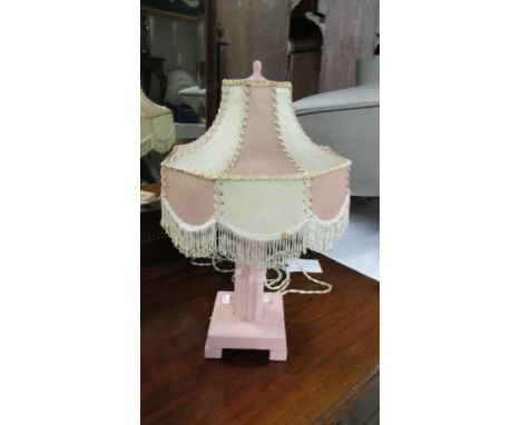 An art deco table lamp in shades of pink, complete with shade. ****Condition report**** Postage to Mainland UK £25+VAT=£30