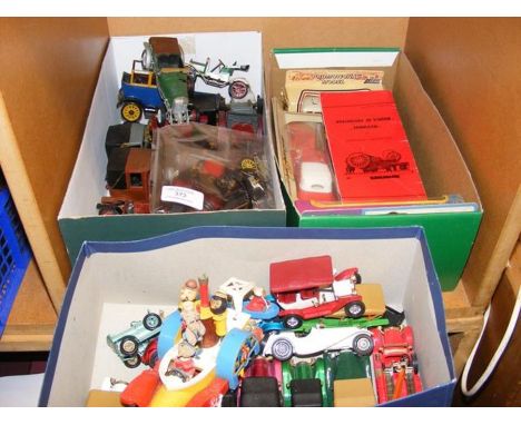 Three boxes of die cast vehicles including Corgi 'Popeye Paddle-Wagon'