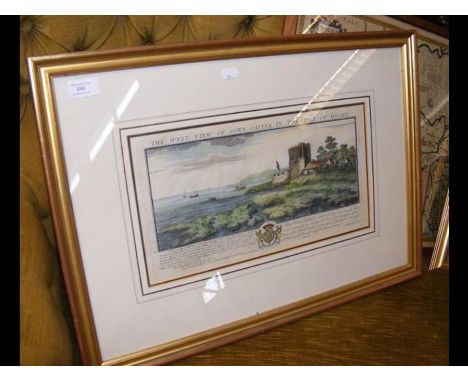 S &amp; N Buck - an antique print entitled 'The West View of Cows Castle, In The Isle of Wight' - framed and glazed 