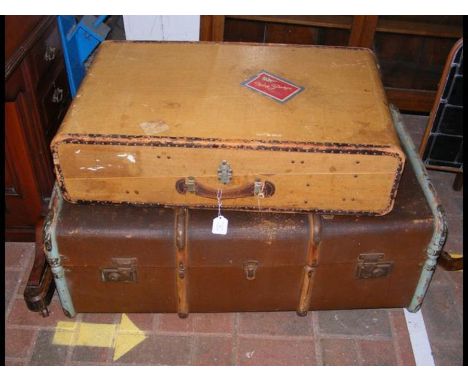 A vintage travelling trunk and one other 