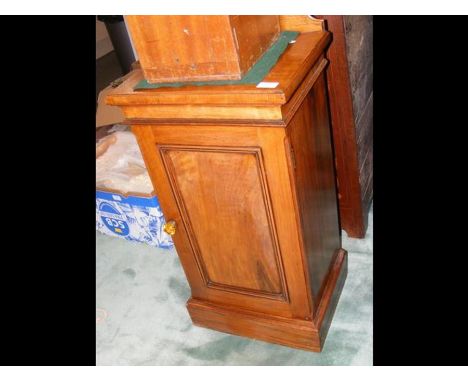 A Victorian pot cupboard having enamel label to the reverse 'James Shoolbred, London'