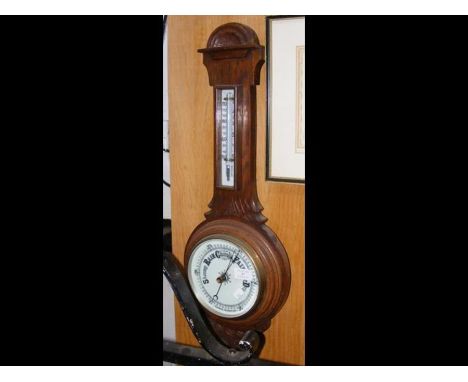 A wall barometer/thermometer 
