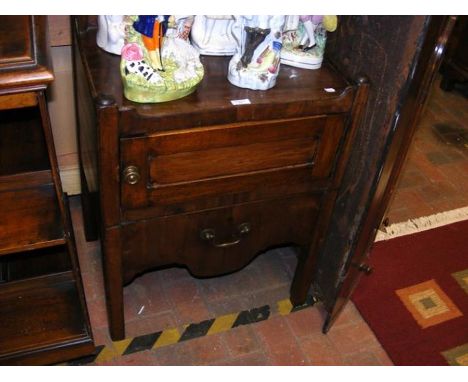 A mahogany commode with gallery to top 