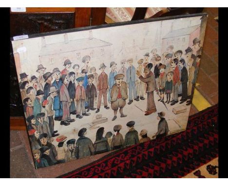 An Athena Lowry print depicting crowd around orator 