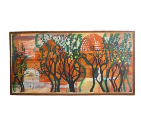 Paul B Hardcastle.  ''India Red - After the Fort at Agra'' Indian architectural study Oil on panel 75cm x 151cm.