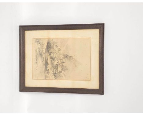 Margaret Blain&nbsp; Sur L' Gar en Suisse. Etching. Signed and titled. 42.5cm x 30cm.
