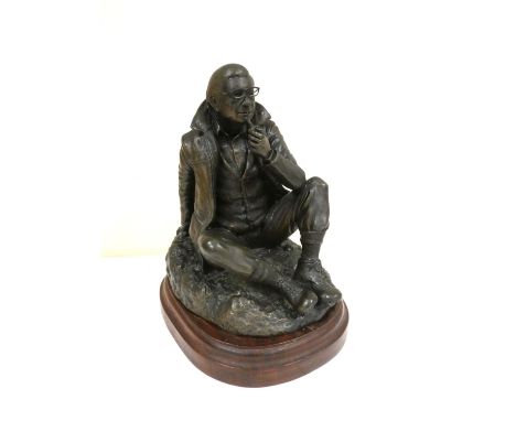 Solid bronze sculpture of Alfred Wainwright, seated &amp; holding his pipe, ltd. ed. of only 50. C. A. Barnard for C. E. Stud