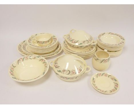 Susie Cooper "Endon" no.1574 dinner service for twelve comprising of tureens, ashets, plates etc.