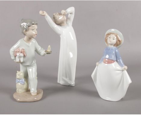 Three Lladro/Nao figurines. Tallest 22cm height.  