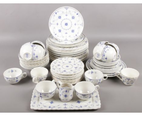 A quantity of 'Denmark' blue &amp; white dinner/teawares. Including Masons, Furnivals, Myott, etc.  