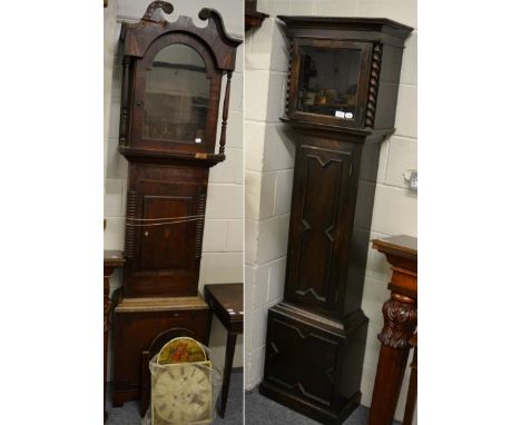 An oak and mahogany longcase clock case, 19th century, and a 1920's longcase clock case (2) 