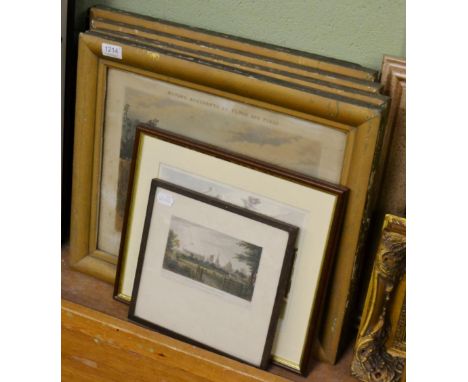 After F C Turner, a set of four coloured engravings depicting hunting; together with five various other 19th century engravin
