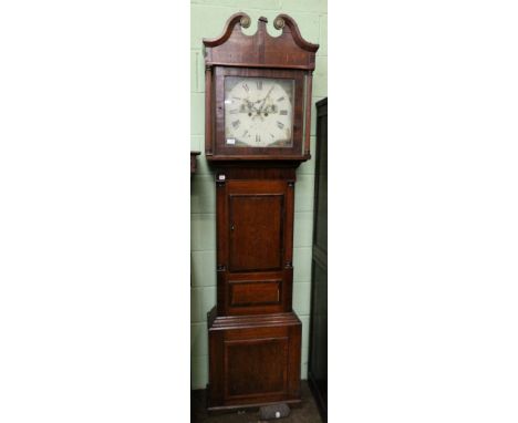An eight day oak and mahogany longcase clock 